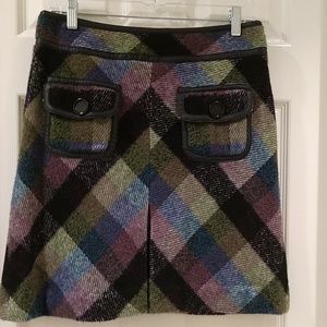 Etcetera plaid wool lined A-line skirt